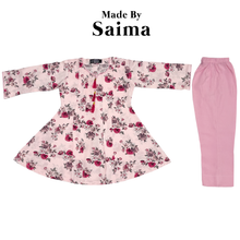 Load image into Gallery viewer, Pink Leelan Pleated Kurti & Trouser