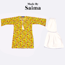 Load image into Gallery viewer, Yellow Floral Kurti & Gharara Trouser