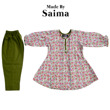 Load image into Gallery viewer, Floral Pleated Kurti with Trouser