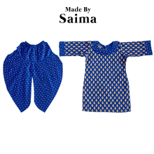 Load image into Gallery viewer, Royal Blue & Gold - Printed Kameez with Samosa Salwar