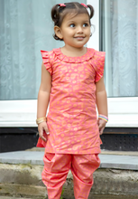 Load image into Gallery viewer, Peach & Gold – Printed Kameez with Samosa Salwar