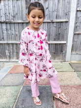 Load image into Gallery viewer, Pink Leelan Pleated Kurti & Trouser