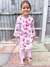 Load image into Gallery viewer, Pink Leelan Pleated Kurti & Trouser