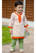 Load image into Gallery viewer, Orange & Green - Printed Kurta with Trouser