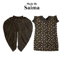 Load image into Gallery viewer, Black & Gold - Sleeveless Kameez with Samosa Salwar