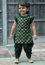 Load image into Gallery viewer, Green &amp; Gold – Printed Kameez with Samosa Salwar
