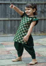 Load image into Gallery viewer, Green &amp; Gold – Printed Kameez with Samosa Salwar
