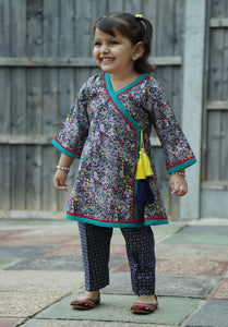 Navy Blue - Printed Kurti with Trouser
