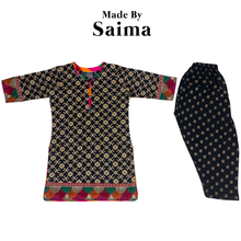 Load image into Gallery viewer, Black &amp; Gold Printed Kurti with Salwar
