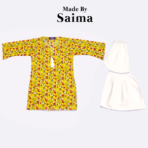 Yellow Floral Kurti & Gharara Trouser