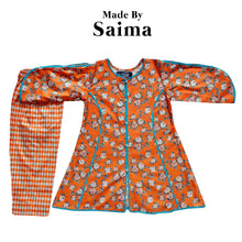Load image into Gallery viewer, Orange &amp; Turquoise - Floral Kurti with Trouser
