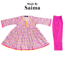 Load image into Gallery viewer, Pink Pleated Floral Kurti with Trouser
