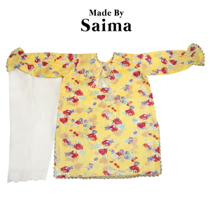 Yellow Printed Kurta with Trouser