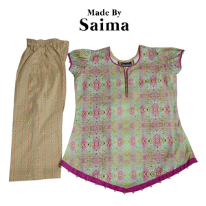 Fuchsia Mint - Printed Kurta with Trouser