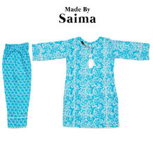 Load image into Gallery viewer, Sky Blue - Printed Kurti with Trouser
