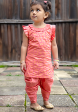 Load image into Gallery viewer, Peach &amp; Gold – Printed Kameez with Samosa Salwar
