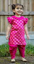 Load image into Gallery viewer, Fuschia Pink &amp; Gold Printed Kameez with Samosa Salwar

