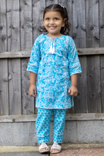 Load image into Gallery viewer, Sky Blue - Printed Kurti with Trouser
