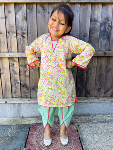 Pastel Floral Kurti with Tulip Salwar