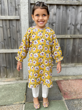 Load image into Gallery viewer, Yellow Floral Kurti with Trouser
