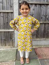 Load image into Gallery viewer, Yellow Floral Kurti with Trouser
