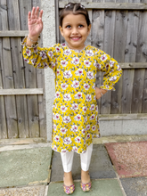 Load image into Gallery viewer, Yellow Floral Kurti with Trouser
