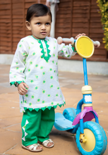 Load image into Gallery viewer, White &amp; Green - Printed Kurta with Trouser
