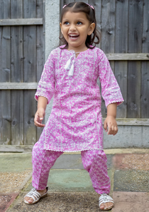 Pink Printed Kurta with Trouser