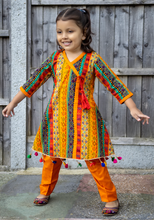 Load image into Gallery viewer, Orange Multicolour - Printed Kurti with Trouser
