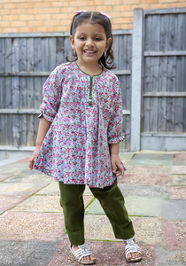 Floral Pleated Kurti with Trouser