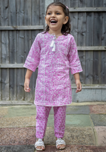 Load image into Gallery viewer, Pink Printed Kurta with Trouser
