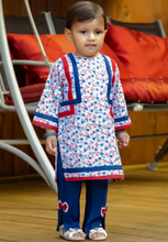 Load image into Gallery viewer, Navy Blue &amp; Red - Printed Kurta with Trouser
