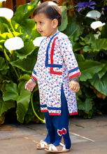 Load image into Gallery viewer, Navy Blue &amp; Red - Printed Kurta with Trouser
